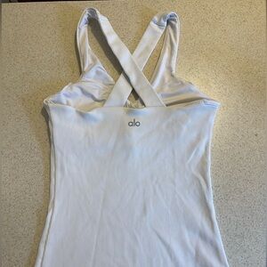 Alo White Crossback Halter Tank